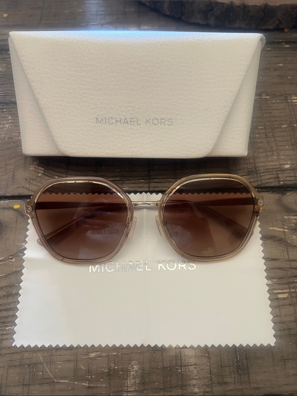 Michael Kors Beige Frame Brown Lens Women's Sunglasses